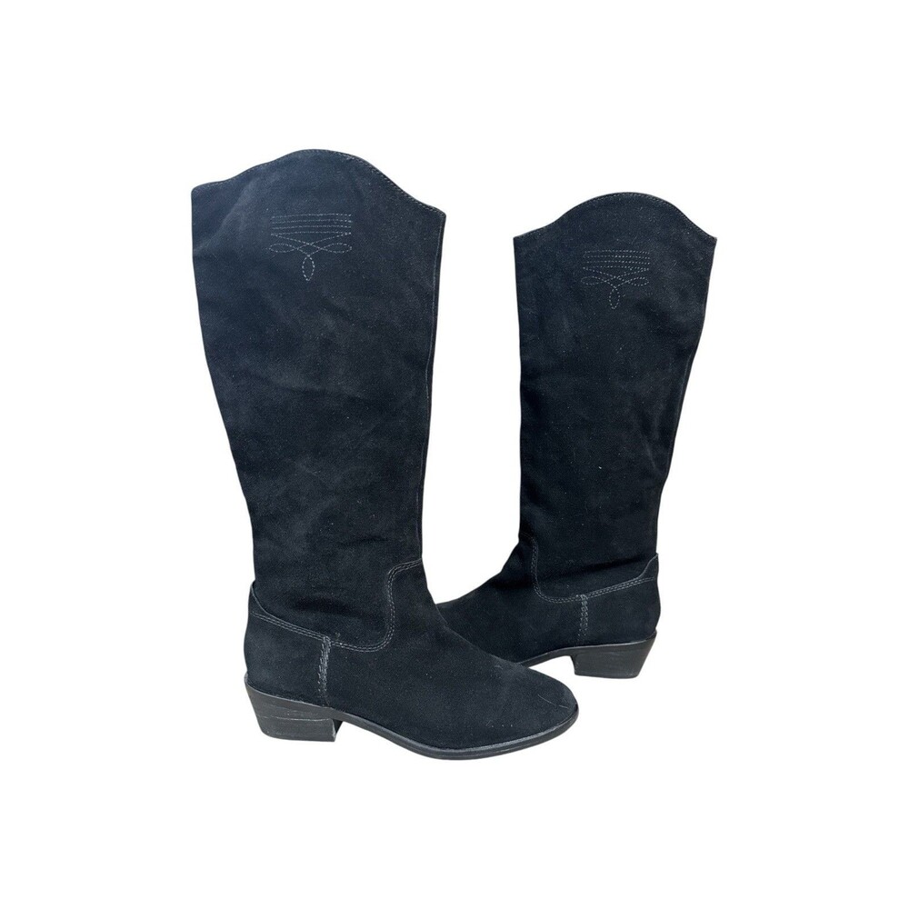 Frye And Co Black Suede One High Western Riding Boots Sz 8 Womens
